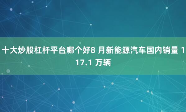 十大炒股杠杆平台哪个好8 月新能源汽车国内销量 117.1 万辆